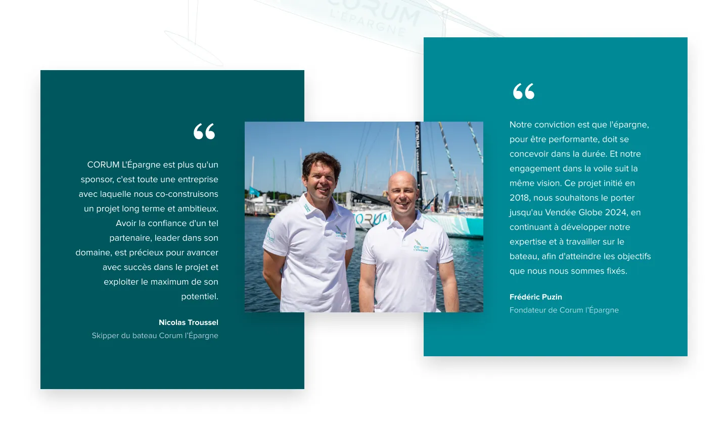 Les prises de parole du skipper et du fondateur de Corum l'Épargne, en cartes citation